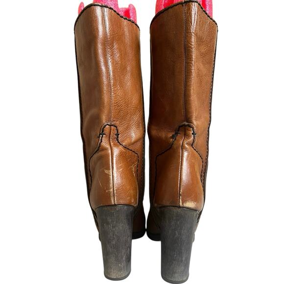 Chloe Tall Leather Heel Boots Size 36 Made In Italy Bohemian Chic - Picture 3 of 9